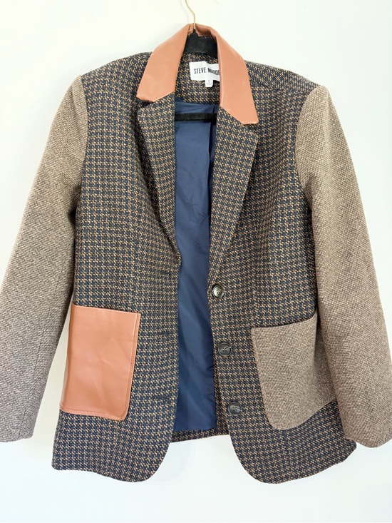 Steve Madden Jackets & Blazers - Steve Madden Kelly Tweed Blazer in Peacoat Small Womens Plaid Jacket